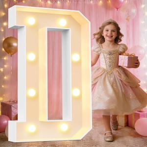 Pooqla Marquee Letters, 3FT Light Up Letters, Giant Marquee Letters 3 Feet Tall for Birthday Decoration, Large LED Letter Sign for Homecoming Baby Shower Wedding Party Decoration Letter D