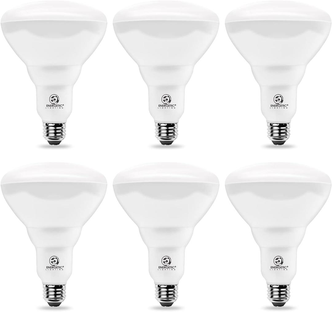 Energetic BR40 LED Light Bulbs, Indoor Flood Light, Dimmable, 2700K Soft White, 110W Equivalent, 1600LM, E26 Base, Recessed Can Lights, High Lumen, Flicker Free, UL Listed, 6 Pack