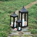 NEEDOMO Lanterns Decorative Indoor&Outdoor,Set of 3 Outdoor Lanterns for Porch, 26" Metal Frame Candle Holders with LED Candles, Fall, Christmas