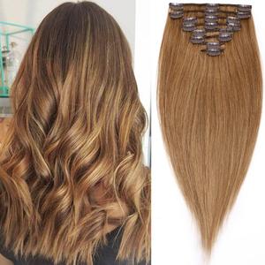 S-noilite Clip in Human Hair Extensions Clip in Short Hair Extensions 100% Real Human Hair Full Head 8 Pieces 18 Clips Silky Soft 10 Inch-70g Light Auburn (#30)