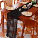 Snowkingdom 10 Ft Black Cheesecloth Table Runner, 120 inch Long Cheese Cloth Boho Gauze Runner for Wedding Bridal Baby Shower Birthday Holiday Party Sheer Halloween Table Decorations, X-Large
