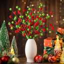 Janinka 8 Pcs Christmas Picks Pom Poms Red Green Christmas Decorations 16 Inches Xmas Tree Topper Lime Green Decor for Tree Vase Fillers DIY Crafts Displays Home New Year