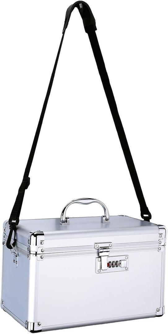 Hillocky Medicine Lock Box with Code | 12.6 x 8.7 x 9 Inch Portable Combination Lock Box for Medication, CBD | Secure Storage for Home & Travel (Large)