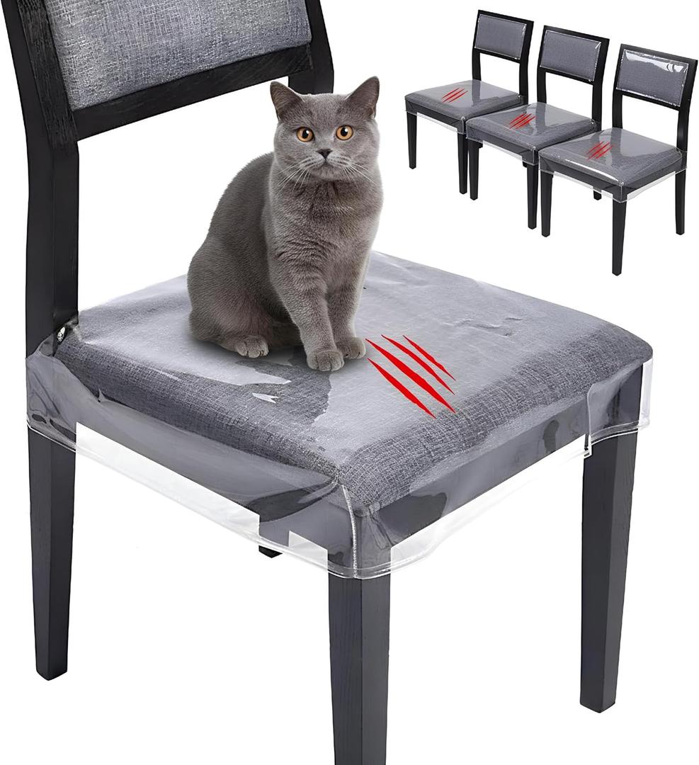 Novabright 6 Pack Dining Chair Covers, Large Plastic Covers, Clear Chair Protector for Kitchen Keep Your Seat Away from Water Dust Stain and Pet Claws W/22 x D/17 Fits 21"- 23"