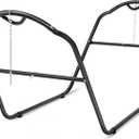 SUNCREAT Universal Steel Hammock Stand Only, Heavy Duty Hammock Stand, Fits 2 Person Hammock 9 to 14 Feet Long, 475-Pound Capacity, Patent Pending, Black