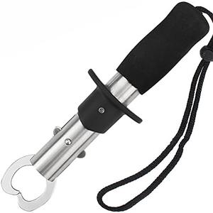 Fish Lip Gripper, Fishing Tools, Stainless Steel Fish Holder Tackle EVA Foam Handle with Wrist Strap Corrosion Resistant for Freshwater Saltwater Perfect Fishing Gift 2PCS