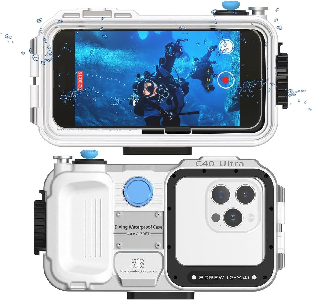 Upgrade Waterproof Phone Case, Underwater Phone Cases for Snorkeling and Diving, [131FT/40M] Professional Scuba Dive Waterproof Phone Case for Most iPhone and Android Underwater Photo Video
