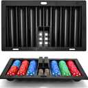 Poker Chip Tray Holder, Heavy Duty ABS Plastic Poker Chip & Card Rack, Black Casino Table Chip Case Insert, Sturdy Standard Size Chips Holder for Poker Club, Gambling, Blackjack