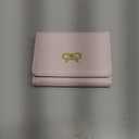 Fashion Foldable Cute Wallets for Women,Girls Wallet with Metal Small Bow,Simple Korea Pink Wallets for Women,Ins Short Aesthetic Wallet,Cute Wallets for Teen Girls and Women(Pink)