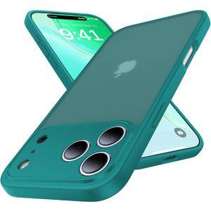 for iPhone 17 Pro Case, [Ribbed Non-Slip Sides] [Military-Grade Drop Protection] [Full Camera Protection] Anti-Yellow Soft-Touch Shockproof Slim Phone Case for iPhone 17 Pro, Peacock Green
