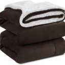 KAWAHOME Sherpa Fleece Queen Size Blanket for Bed - Extra Warm and Heavy Thick Blankets for Winter, Super Soft 500GSM Plush Blanket, 90"X 90" Brown