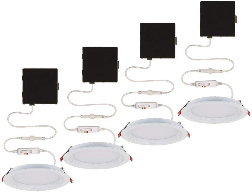 Slim Baffle 4 in. Color Selectable New Construction and Remodel Canless Recessed Integrated LED Kit (4-Pack)
