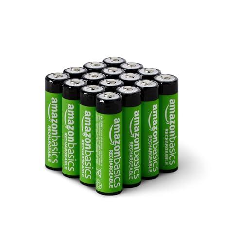 Amazon Basics 16-Pack Rechargeable AA NiMH Batteries, 2000 mAh, 1.2V, Low Self Discharge, Pre-Charged, Recharge up to 1000x Times, Missing detail