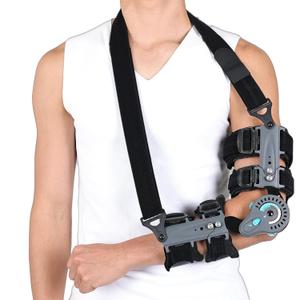 Komzer Hinged Elbow Brace for Post-Op Recovery, Adjustable ROM Elbow Immobilizer with 0-120 Flexion Control for Fracture, Tennis Elbow, Ligament Tear Rehabilitation, Adult Right Arm Support with Detachable Sling (Black)