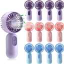 12 Pack Mini Portable Handheld Fan Bulk for Travel 3 Speeds, Rechargeable USB Battery Operated, Small Personal Eyelash Fans for Women Men Indoor Outdoor(Pink Blue Purple,Classic Style)