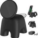 2025 Magnetic Wireless Charging Station, 15W Ultra-Fast Charger Stand for iPhone 17 16 15 14 13 12 Pro Max, 5W for Apple Watch&Airpods, 2-in-1 Foldable Charger for Home/Office/Travel(With 30W Adapter) (Black)