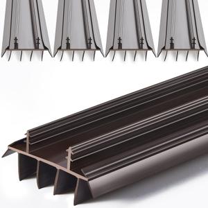 Pushglossy 4 Pcs 32" Long 1 3/4" Wide Replacement Door Bottom with Vinyl Fins Door Threshold Seal Bottom of Door Weatherstrip Kerf Weather Stripping for Doors, Brown
