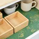 Shelf Liner for Kitchen Cabinets Drawer Liner Non-Adhesive Non-Slip Thickened Shelf Liner Paper Easy to Clean with Green Background Gold Floral Line Pattern for Tool Box Refrigerator.17.3×236.2 inches