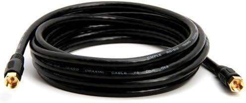 12 ft Premium Grade RG6 F-Type Quad Shielded Coaxial 18AWG CL2 Rated 75Ohm Cable for Antennas, Cable and Satellite TV