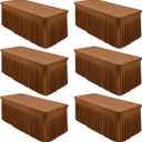 6 Packs Brown Spandex Tableclothes for 6 Foot Rectangle Table, Spandex Table Covers 6FT Stretch Table Skirts Wrinkle Free Fitted Table Cloth for Event, Wedding, Banquet & Parties