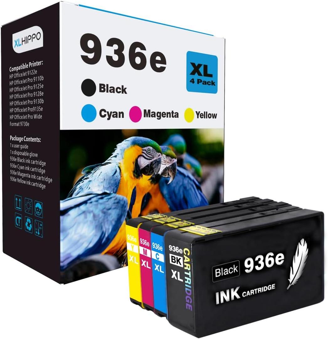 936e 936 Ink Cartridges Combo Pack Replacement for HP Ink 936 HP936 HP936e Compatible for OfficeJet Pro 9125e 9128e 9130e 9135e 9730e Office Jet 9122e, 9130 9120 9120e Series Printer| Pack of 4