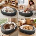 Small Dog Bed with Bolster, Small Dog Bed for Small Dogs, Dog Bed Washable with High-Density Foam Base, Washable Zippered Cover, Non-Slip Bottom, S
