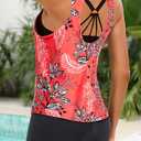 Yonique 3 Piece Womens Tankini Swimsuits with Shorts Athletic Bathing Suits Tank Tops with Bra and Boyshorts (Red, S)