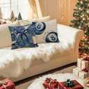 Trendy Blue Coquette Bow Disco Ball Pillow Covers 18x18, Preppy Girly Room Decor, Retro Funky Y2K Lucky 8 Ball Decorative Throw Pillow Covers for Girls Bedroom Dorm Home, Set of 2