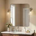 ANDY STAR Brushed Champagne Bronze Mirrors for Bathroom Sink, 30x36 Inch Bathroom Vanity Mirror with Rectangular Metal Frame-Modern Clean Design with Superior Stainless Steel Frame