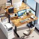 Veken 47.2" Standing Desk, Adjustable Height Office Desk with Wood Desktop, Computer Table for Home Work, Study and Gaming, Small Spaces, Modern FurnitureBrown