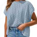 PRETTYGARDEN Women's Sweater Vest 2025 Summer Short Sleeve Tops Casual Crewneck Knit Oversized Pullover Trendy Spring Outfits (Light Blue,Large) (Blue, L)