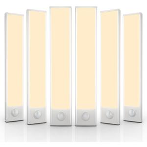 6 Pack Under Cabinet Lights Wireless, 40 LED Motion Sensor Light Indoor Rechargeable Magnetic Closet Lights Battery Operated, Under Counter Lights for Kitchen, Wardrobe, Stairs, Warm Light