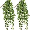 Hollyone 2pcs Artificial Hanging Plants 35.4" Fake Ivy Vine Faux Ivy Leaves Fire and UV Resistant Hanging Plant Wall Greenery for House Room Patio Indoor Outdoor Home Shelf Office Wedding Decor