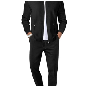 Riskrole Men's Waffle Tracksuit 2 Pieces Set Casual Long Sleeve Zip Up Sweatsuits Solid Athletic Jogging Suit Sets, Size: S