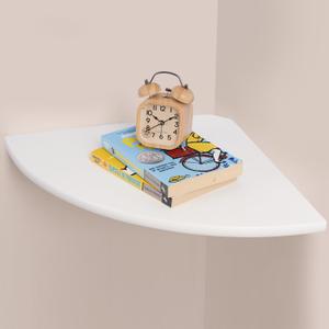 Gieanoo White Corner Wall Shelf 16inch Solid Oak Wood Floating Corner Shelf with Wire Hole Corner Wall Storage Display Shelves for Living Room Bedroom Bathroom Kitchen, 16in 1-Pack