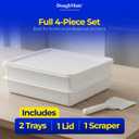 DoughMate Artisan Kit 2 Pizza Dough Proofing Trays, 1 Lid, and Dough Scraper Food Contact Certified, Stackable, Made in USA