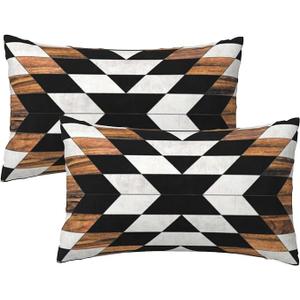 Tribal Aztec Western Wooden Farmhouse Throw Pillow Covers 18x18 Inch Fall Case Soft Pillowcase Cushion Set of 2 for Sofa Bed Bedroom Car Chair Living Room Home Decorative