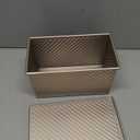 KITESSENSU Pullman Loaf Pan with Lid, 1 lb Dough Capacity Non-Stick Bakeware for Baking Bread, Carbon Steel Corrugated Bread Toast Box Mold with Cover for Baking Bread, Gold (Single Pack)