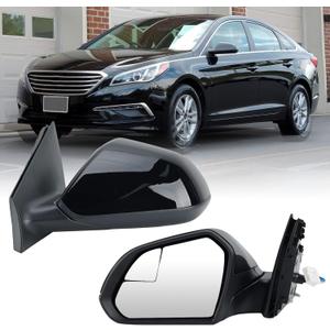 Left Driver Side Mirror Compatible with Hyundai Sonata 2015 2016 2017 2018 2019 Power Glass Manual Folding Heated with Blind Spot Detection 5 Pins Replace HY1320203 | 87610-C2000 (Black)