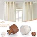 White Double Curtain Rod 36 to 153 Inch, Boho Decorative 1" Extra Long Dual Curtain Rods for Windows, Adjustable Heavy Duty Farmhouse Double Drapery Pole with Modern Faux Wood Grain Finials