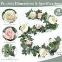 2 Pack 13Ft Artificial Eucalyptus Flower Garland with 16 White Peony Pink Rose, Baby Breath Fake Flowers Greenery Garland Floral Vine for Mantle Wedding Table Runner Centerpiece Backdrop Home Decor