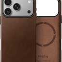 Genuine Leather Case for iPhone 17 Pro Max 6.9 inch, Oil Wax Full-Grain Leather, Compatible with MagSafe, Metal Buttons and Camera Bezel (Rustic Brown)