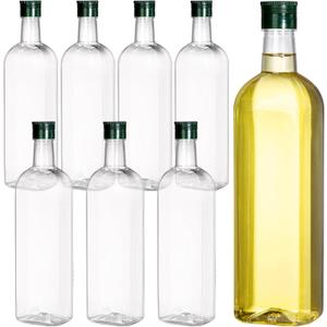 Yopay 8 Pack 32OZ Plastic Empty Bottles with Cap, Long Neck Wine Bottles for Liquor BPA-Free, Reusable Beer Soda Olive Oil Bottle, Leakproof Container for Juice Shaved Ice Flavoring Syrup