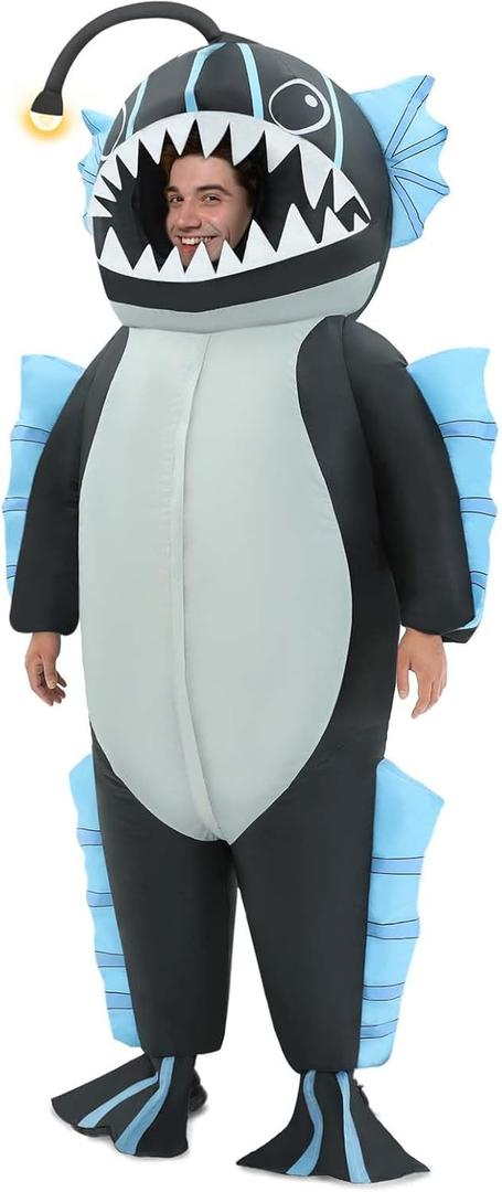 Inflatable Costume,Anglerfish Inflatable Costume for Adult,Funny Halloween Blow up Costumes for Men& Women