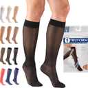 Truform Sheer Compression Stockings, 15-20 mmHg, Women's Knee High Length, 20 Denier, Black, Medium