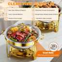 Chafing Dishes for Buffet, 6QT 4 Pack Round with Glass Lid, Gold