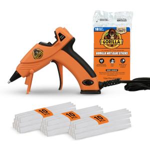 Gorilla Mini Hot Glue Gun Kit (Pack of 1 Mini Hot Glue Gun and 30 Sticks) - Dual Temp, Precision Nozzle, and Easy Squeeze Trigger