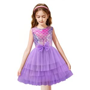 LQSZ Girls Sparkle Mermaid Tutu Dress Tank Top Birthday Party for Toddlers Kids 3-12 Years Playwear Photo Shoot (Purple)