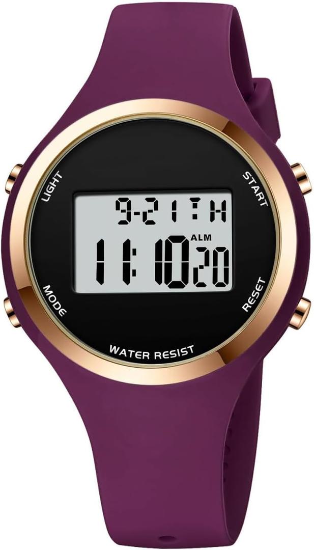 XCZAP Outdoor Sport Watches Alarm Clock Waterproof LED Digital Watch (Purple Red)