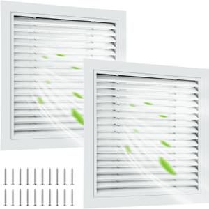 Gisafai 2 Pcs 26" x 26" Gable Vent Aluminum Alloy Wall Vents Shed Attic Vent with Screen Return Air Grill with Screws, for Ventilation Exterior Doors Wall House (White)